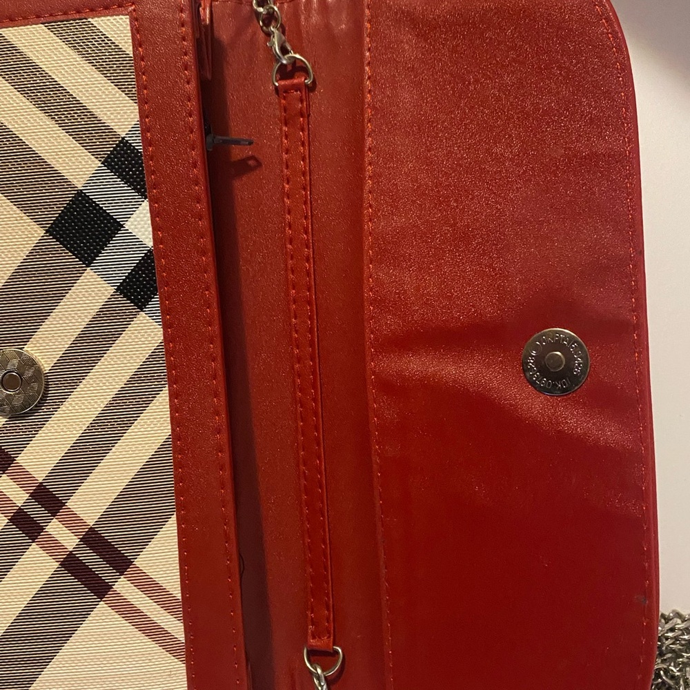 Burberry Red and Beige Plaid Clutch - Picture 4 of 8